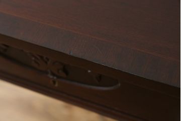 イギリスアンティーク　マホガニー材　小振りながらも機能性抜群!! コンソールテーブル型のライティングビューロー(ワークデスク、在宅用、在宅ワーク用、英国)(R-072011)