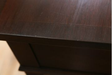 イギリスアンティーク　マホガニー材　小振りながらも機能性抜群!! コンソールテーブル型のライティングビューロー(ワークデスク、在宅用、在宅ワーク用、英国)(R-072011)