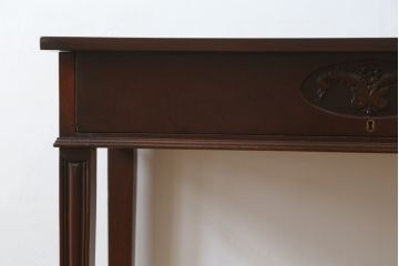 イギリスアンティーク　マホガニー材　小振りながらも機能性抜群!! コンソールテーブル型のライティングビューロー(ワークデスク、在宅用、在宅ワーク用、英国)(R-072011)