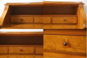 中古　上品な佇まいで空間を引き立てる象嵌入りライティングビューロー(机、ワークデスク、在宅ワーク用、在宅用、引き出し、チェスト)(R-072015)