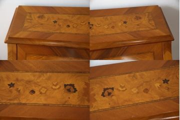 中古　上品な佇まいで空間を引き立てる象嵌入りライティングビューロー(机、ワークデスク、在宅ワーク用、在宅用、引き出し、チェスト)(R-072015)