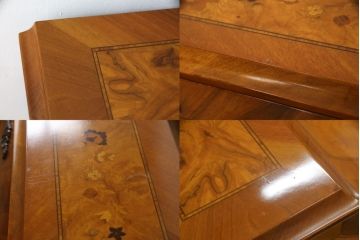中古　上品な佇まいで空間を引き立てる象嵌入りライティングビューロー(机、ワークデスク、在宅ワーク用、在宅用、引き出し、チェスト)(R-072015)