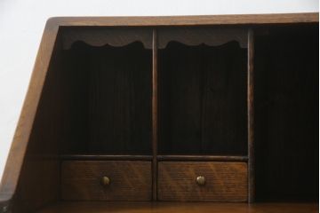 イギリスアンティーク　オーク材　落ち着いた佇まいが魅力の小振りなライティングビューロー(ワークデスク、簿記机、在宅用、在宅ワーク用、英国)(R-072016)