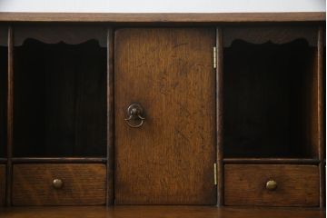 イギリスアンティーク　オーク材　落ち着いた佇まいが魅力の小振りなライティングビューロー(ワークデスク、簿記机、在宅用、在宅ワーク用、英国)(R-072016)