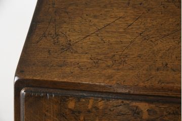 イギリスアンティーク　オーク材　落ち着いた佇まいが魅力の小振りなライティングビューロー(ワークデスク、簿記机、在宅用、在宅ワーク用、英国)(R-072016)