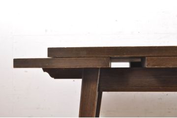 和製ビンテージ　職人手作り高級家具　神戸洋家具　ナラ材　和洋どちらの空間にもおすすめのシンプルなエクステンションテーブル(ダイニングテーブル、食卓、拡張式テーブル、作業台、4人掛け、6人掛け、ヴィンテージ)(R-072017)