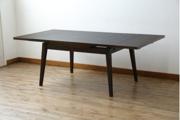 和製ヴィンテージ　職人手作り高級家具　神戸洋家具　ナラ材　和洋どちらの空間にもおすすめのシンプルなエクステンションテーブル　(R-072017)