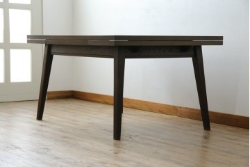 和製ヴィンテージ　職人手作り高級家具　神戸洋家具　ナラ材　和洋どちらの空間にもおすすめのシンプルなエクステンションテーブル　(R-072017)