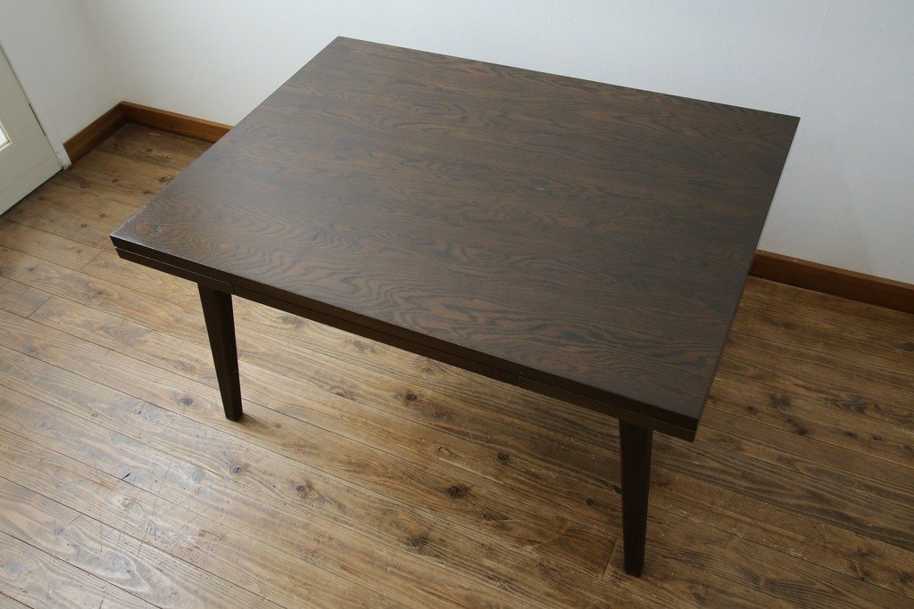 和製ヴィンテージ　職人手作り高級家具　神戸洋家具　ナラ材　和洋どちらの空間にもおすすめのシンプルなエクステンションテーブル　(R-072017)