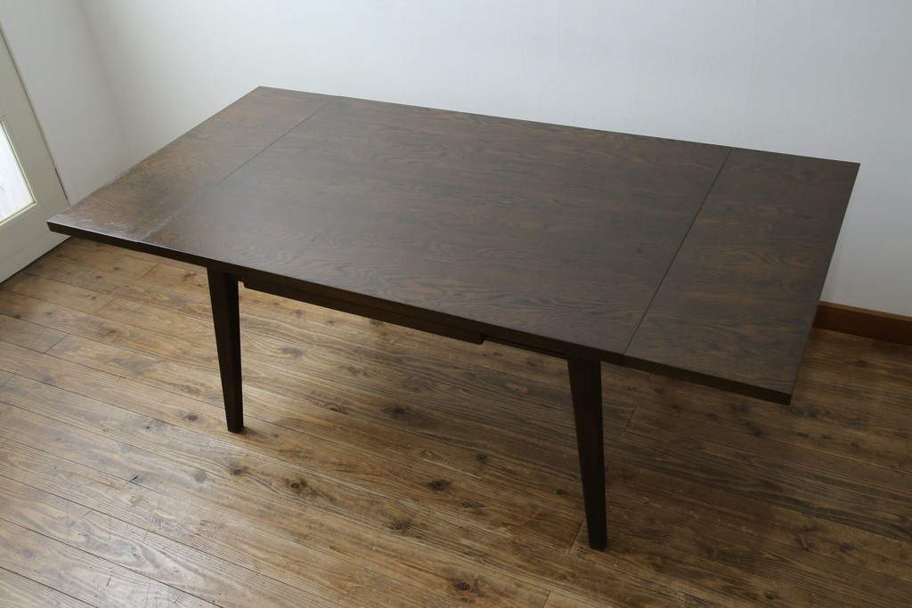 和製ヴィンテージ　職人手作り高級家具　神戸洋家具　ナラ材　和洋どちらの空間にもおすすめのシンプルなエクステンションテーブル　(R-072017)