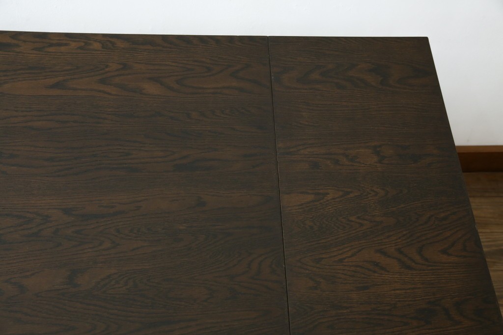 和製ヴィンテージ　職人手作り高級家具　神戸洋家具　ナラ材　和洋どちらの空間にもおすすめのシンプルなエクステンションテーブル　(R-072017)