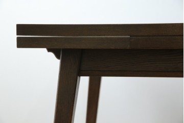 和製ヴィンテージ　職人手作り高級家具　神戸洋家具　ナラ材　和洋どちらの空間にもおすすめのシンプルなエクステンションテーブル　(R-072017)