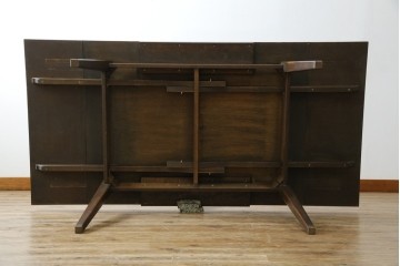 和製ヴィンテージ　職人手作り高級家具　神戸洋家具　ナラ材　和洋どちらの空間にもおすすめのシンプルなエクステンションテーブル　(R-072017)