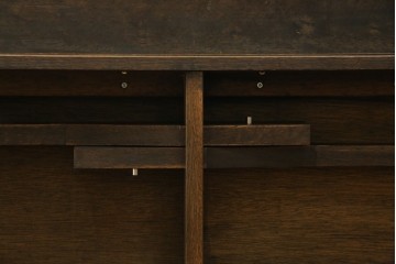 和製ヴィンテージ　職人手作り高級家具　神戸洋家具　ナラ材　和洋どちらの空間にもおすすめのシンプルなエクステンションテーブル　(R-072017)