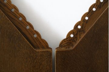 中古　ステンドグラス入りのレトロな3連衝立て(パーテーション、つい立て、間仕切り、折りたたみ)(R-072019)