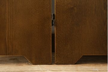 中古　ステンドグラス入りのレトロな3連衝立て(パーテーション、つい立て、間仕切り、折りたたみ)(R-072019)