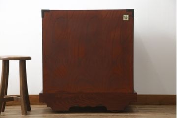 中古　美品!!　漆塗り　仙台民芸箪笥(仙台箪笥)　力強い杢目が目を引く車箪笥(小箪笥、収納タンス、チェスト、引き出し)(定価約55万円)(R-072025)