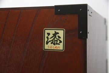 中古　美品!!　漆塗り　仙台民芸箪笥(仙台箪笥)　力強い杢目が目を引く車箪笥(小箪笥、収納タンス、チェスト、引き出し)(定価約55万円)(R-072025)