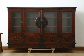 中古　岩谷堂箪笥　迫力のある杢目が魅力的なサイドボード　(R-072044)