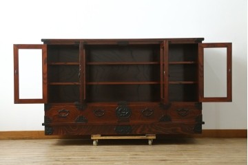 中古　岩谷堂箪笥　迫力のある杢目が魅力的なサイドボード　(R-072044)