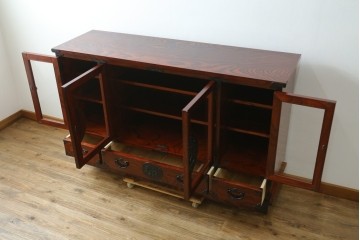 中古　岩谷堂箪笥　迫力のある杢目が魅力的なサイドボード　(R-072044)
