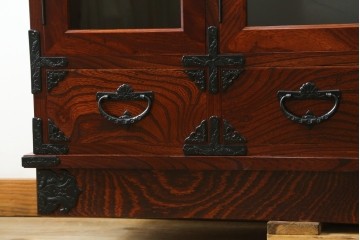 中古　岩谷堂箪笥　迫力のある杢目が魅力的なサイドボード　(R-072044)