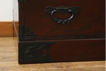 中古　美品!!　木目が美しく高級感溢れる漆塗りの仙台民芸箪笥 (衣装箪笥、和タンス、引き出し、収納たんす、整理箪笥)(定価約49万円)(R-072045)