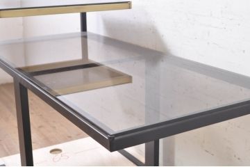 中古　イタリア　スタイリッシュでモダンなデザインが格好良いサイドテーブル(コンソールテーブル、コーヒーテーブル、カフェテーブル)(R-072052)
