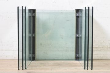 イタリアビンテージ　Gallotti&Radice(ガロッティ&ラディス)　シンプルでモダンなデザインのガラスネストテーブル(サイドテーブル、カフェテーブル、ヴィンテージ)(R-072053)