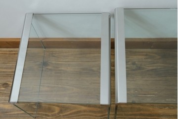 イタリアヴィンテージ　Gallotti&Radice(ガロッティ&ラディス)　シンプルでモダンなデザインのガラスネストテーブル　(R-072053)