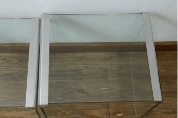 イタリアヴィンテージ　Gallotti&Radice(ガロッティ&ラディス)　シンプルでモダンなデザインのガラスネストテーブル　(R-072053)