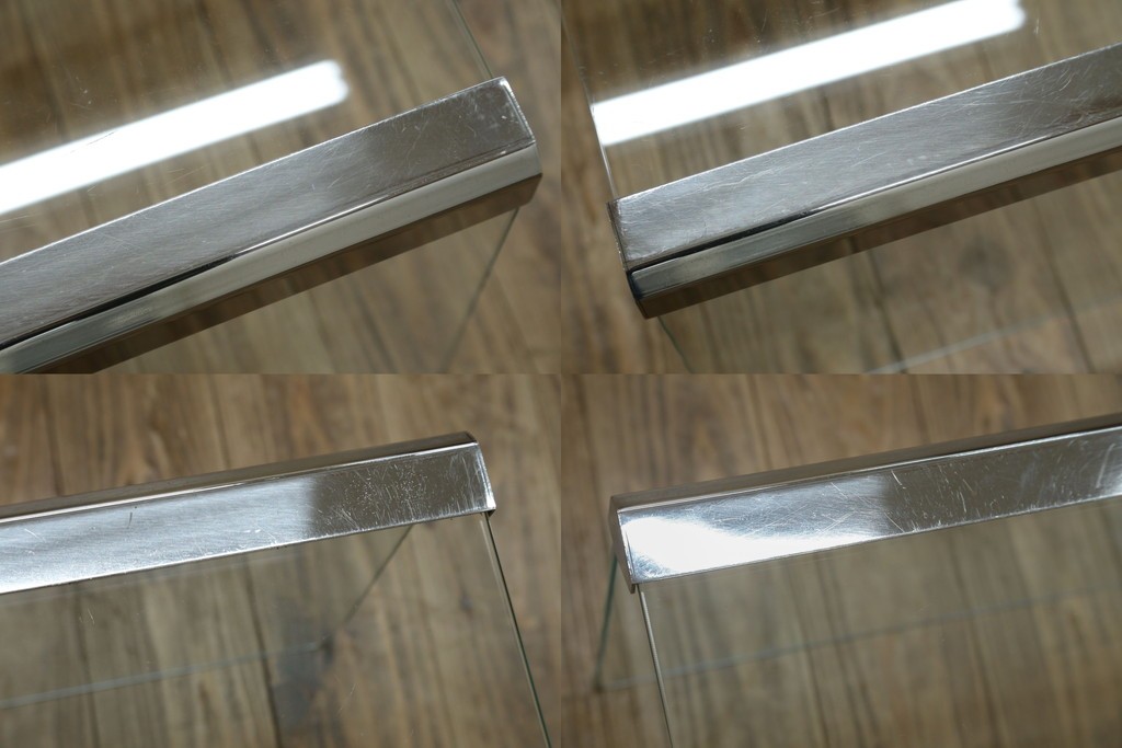 イタリアヴィンテージ　Gallotti&Radice(ガロッティ&ラディス)　シンプルでモダンなデザインのガラスネストテーブル　(R-072053)