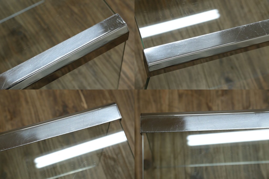 イタリアヴィンテージ　Gallotti&Radice(ガロッティ&ラディス)　シンプルでモダンなデザインのガラスネストテーブル　(R-072053)