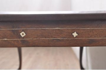 アジアンアンティーク　チーク材　繊細で華やかな象嵌入りのローテーブル(センターテーブル、リビングテーブル)(R-072055)