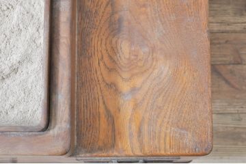 和製アンティーク　高級品!!　希少!!　指物工芸家具　珍しいキハダ材!上品な佇まいの長火鉢(囲炉裏、木製火鉢)(R-072059)