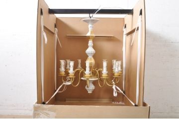 中古　極美品　Lladro(リヤドロ)　Belle de Nuit(ベル・ドュ・ニュイ)　ポーセリンシーリングランプ　2018年製　エレガントな空間を演出するシャンデリア12灯(吊り下げ型磁器、吊り下げ照明、天井照明)(定価約225万円)(R-072070)