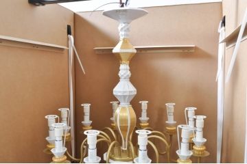 中古　極美品　Lladro(リヤドロ)　Belle de Nuit(ベル・ドュ・ニュイ)　ポーセリンシーリングランプ　2018年製　エレガントな空間を演出するシャンデリア12灯(吊り下げ型磁器、吊り下げ照明、天井照明)(定価約225万円)(R-072070)