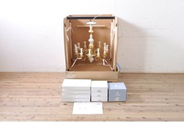 中古　極美品　Lladro(リヤドロ)　Belle de Nuit(ベル・ドュ・ニュイ)　ポーセリンシーリングランプ　2018年製　エレガントな空間を演出するシャンデリア12灯(吊り下げ型磁器、吊り下げ照明、天井照明)(定価約225万円)(R-072071)