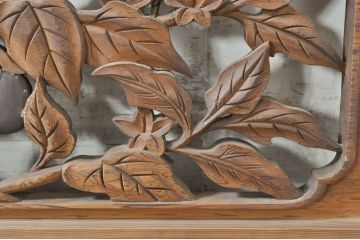 アンティーク建具　激レア!!　徳永耕雲作　茄子(ナス)の彫りが趣ある両面彫刻欄間1枚(明り取り、明かり取り)(R-072078)