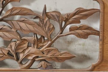 アンティーク建具　激レア!!　徳永耕雲作　茄子(ナス)の彫りが趣ある両面彫刻欄間1枚(明り取り、明かり取り)(R-072078)