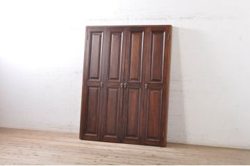 ヨーロッパビンテージ　クラシカルなデザインが素敵な枠付き折れ戸1対2枚セット(建具、木製扉、ヴィンテージ)(R-072081)