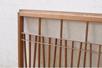 アンティーク建具　和モダンな空間を演出する格子入り結霜ガラス窓2枚セット(引き戸、ガラス戸、格子戸)(R-072085)