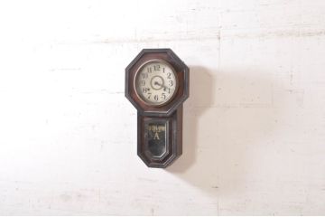 和製アンティーク　愛知県時計製造共同組合(AICHIKEN　CLOCK-MAKERS'　UNION'S　MARK)　REGULATOR　年月を重ねた趣溢れるレトロな掛け時計(八角時計、柱時計、古時計、振り子時計)(R-072087)