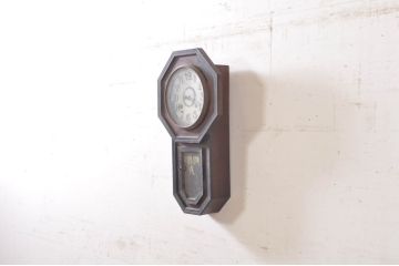 和製アンティーク　愛知県時計製造共同組合(AICHIKEN　CLOCK-MAKERS'　UNION'S　MARK)　REGULATOR　年月を重ねた趣溢れるレトロな掛け時計(八角時計、柱時計、古時計、振り子時計)(R-072087)