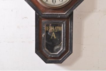 和製アンティーク　愛知県時計製造共同組合(AICHIKEN　CLOCK-MAKERS'　UNION'S　MARK)　REGULATOR　年月を重ねた趣溢れるレトロな掛け時計(八角時計、柱時計、古時計、振り子時計)(R-072087)