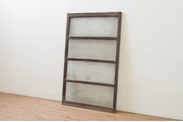 アンティーク建具　総欅(ケヤキ)材　レトロな空間を演出する窓1枚(引き戸、ガラス戸)(R-072090)