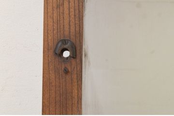 アンティーク建具　総欅(ケヤキ)材　レトロな空間を演出する窓1枚(引き戸、ガラス戸)(R-072090)