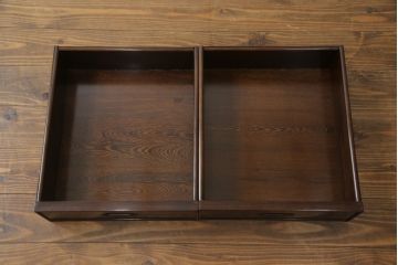 中古　美品　引き出し付きで使い勝手抜群の回転チェア2脚セット(回転椅子、板座チェア、ダイニングチェア、椅子、イス)(R-072099)