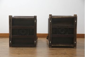 中古　美品　引き出し付きで使い勝手抜群の回転チェア2脚セット(回転椅子、板座チェア、ダイニングチェア、椅子、イス)(R-072099)