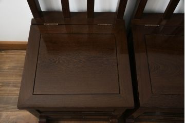中古　美品　引き出し付きで使い勝手抜群の回転チェア2脚セット(回転椅子、板座チェア、ダイニングチェア、椅子、イス)(R-072100)